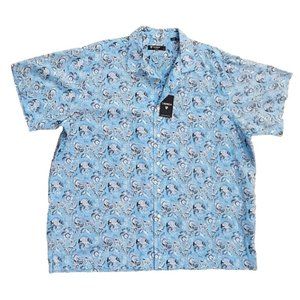 Cremieux Classic Blue Floral Shirt Size XXL Hawaiian Short Sleeve Button Up NEW